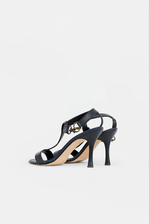 Manolo Blahnik Leather T-Strap Sandal