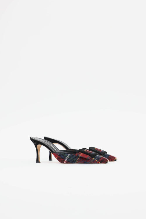 Manolo Blahnik Plaid Maysale Mule