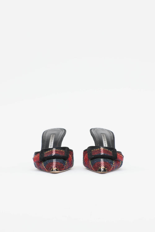 Manolo Blahnik Plaid Maysale Mule