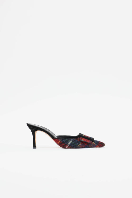Manolo Blahnik Plaid Maysale Mule