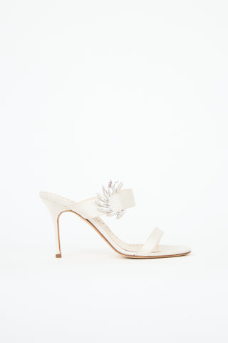 Manolo Blahnik Satin Embellished Chivela Heel
