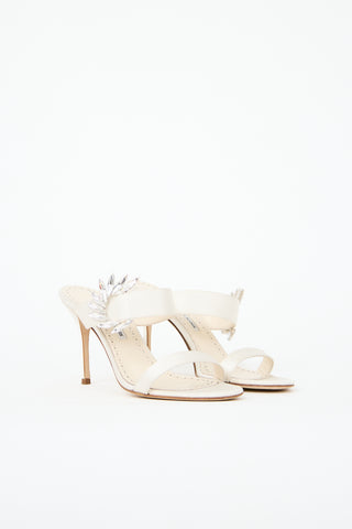 Manolo Blahnik Satin Embellished Chivela Heel