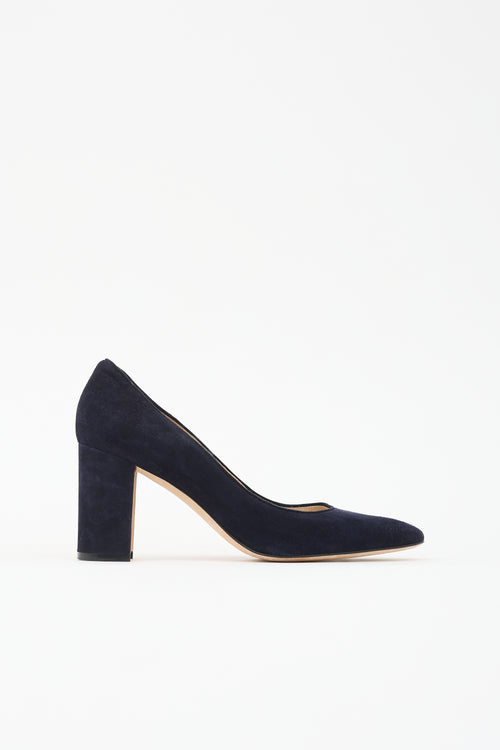 Manolo Blahnik Suede Block Heel Pump