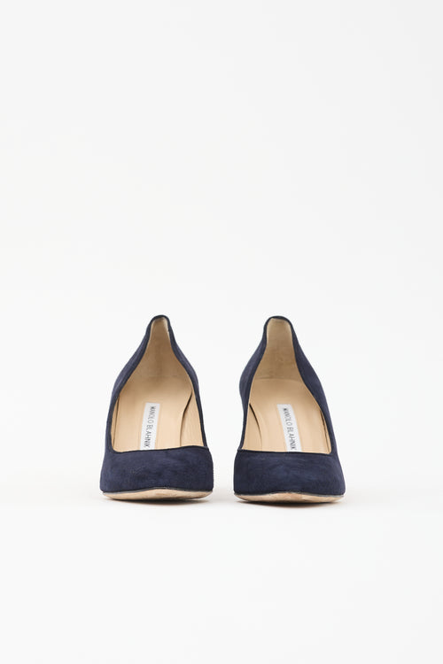 Manolo Blahnik Suede Block Heel Pump