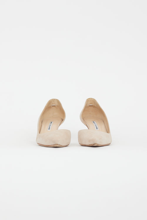 Manolo Blahnik Beige Suede D'orsay Heel