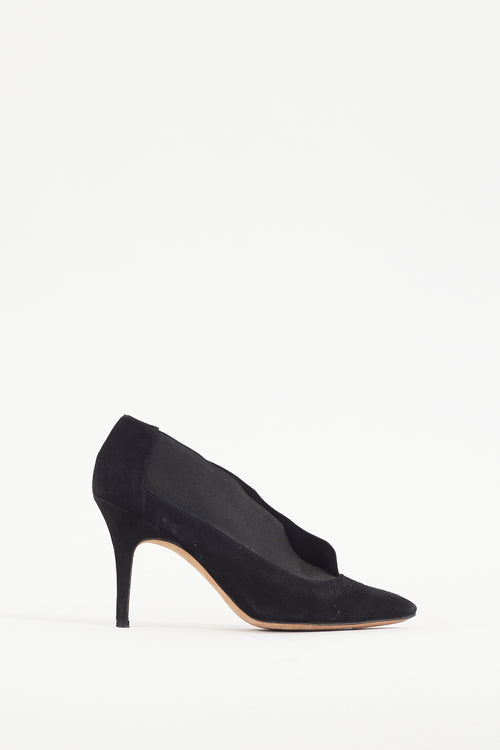 Manolo Blahnik Black Suede & Elastic Bootie