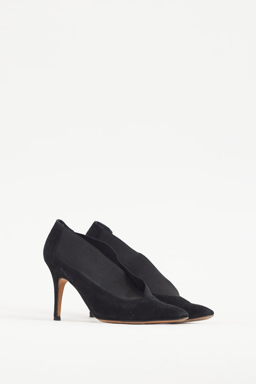Manolo Blahnik Black Suede & Elastic Bootie