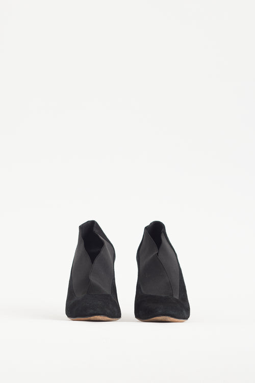 Manolo Blahnik Black Suede & Elastic Bootie