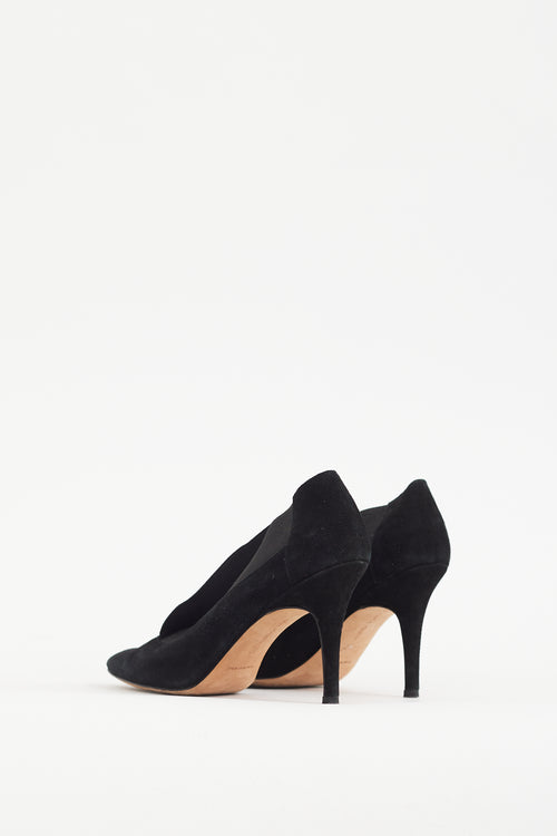 Manolo Blahnik Black Suede & Elastic Bootie
