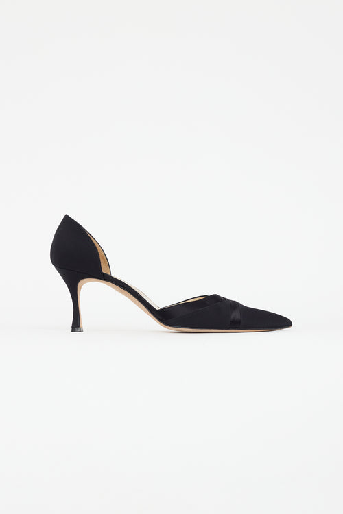 Manolo Blahnik Black Textile D'Orsay Pump