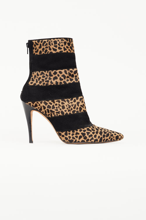 Manolo Blahnik Black & Brown Print Ankle Boot