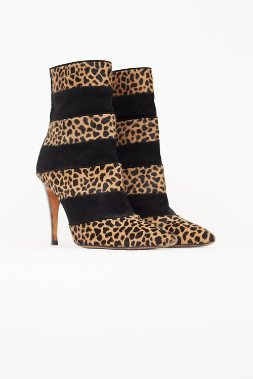Manolo Blahnik Black & Brown Print Ankle Boot