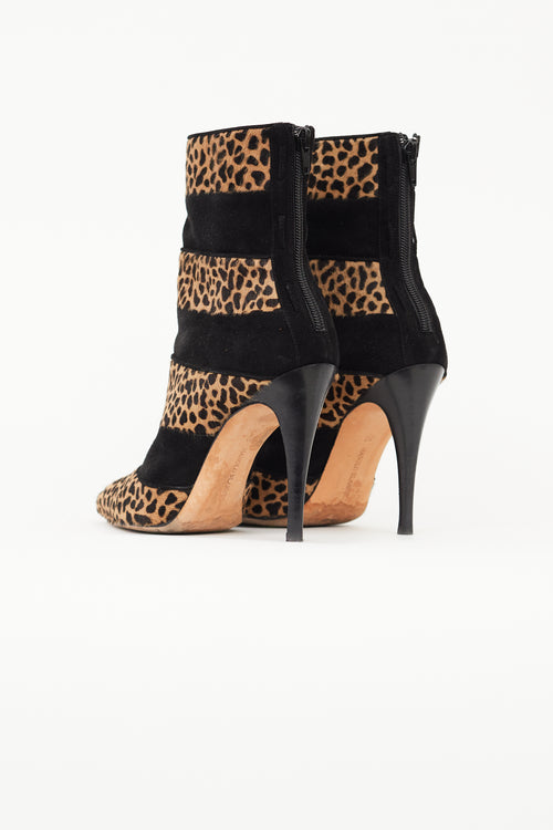 Manolo Blahnik Black & Brown Print Ankle Boot