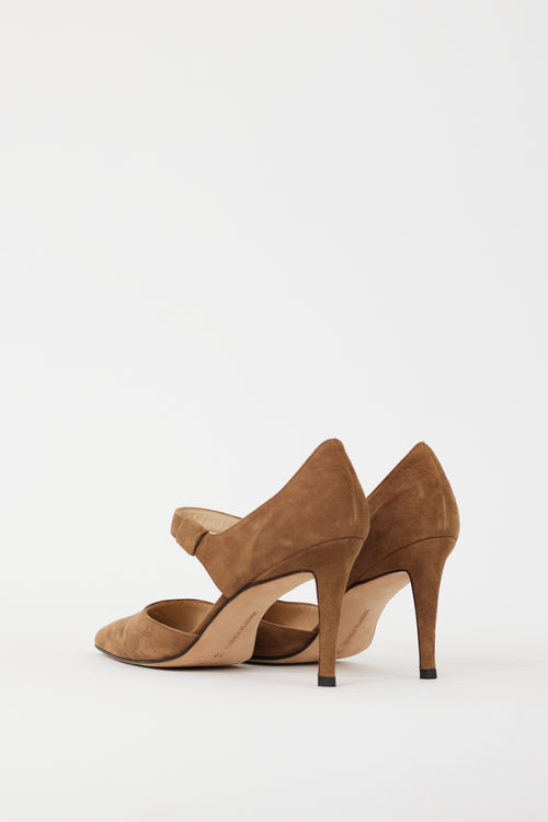Manolo Blahnik Brown Suede Mary Jane D'Orsay Pump