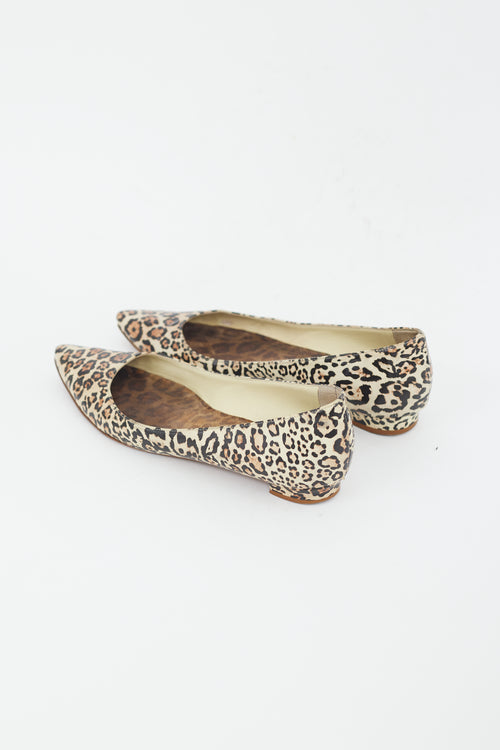 Manolo Blahnik Brown & Black Printed Leather Flat