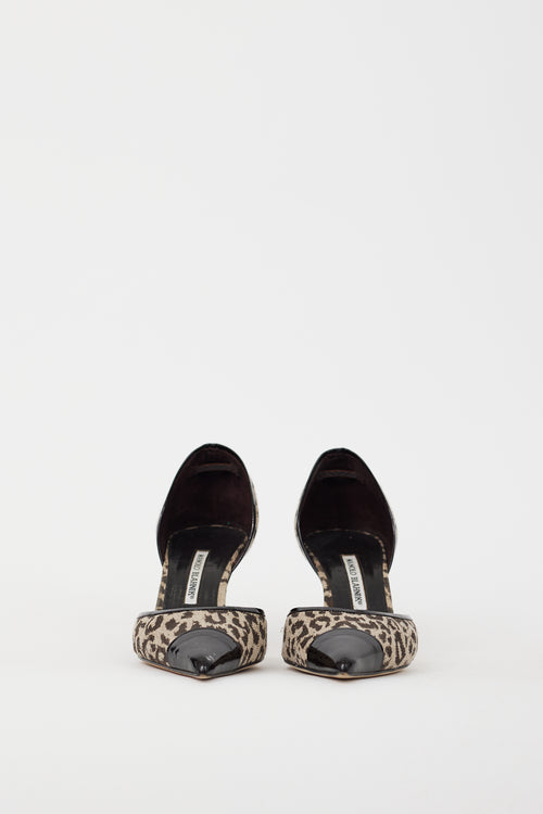 Manolo Blahnik Brown & Grey Printed Dorle D'orsay Pump