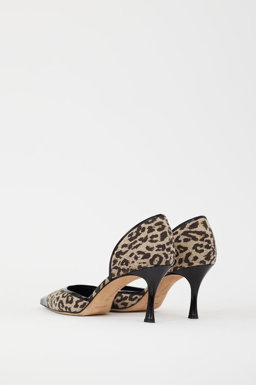 Manolo Blahnik Brown & Grey Printed Dorle D'orsay Pump
