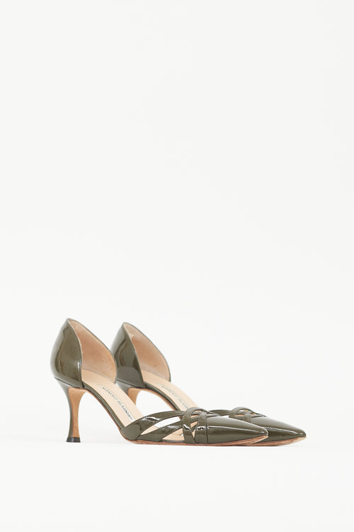 Manolo Blahnik Green Patent Leather D'orsay Pump