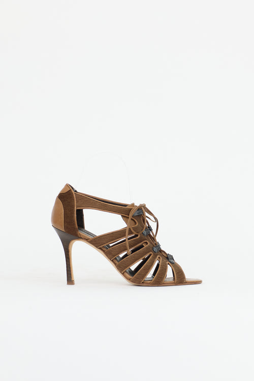 Manolo Blahnik Leather Cage Sandal