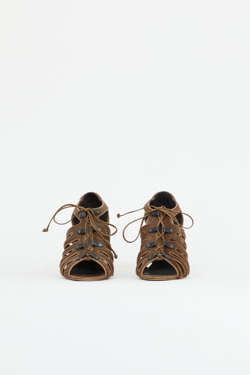 Manolo Blahnik Leather Cage Sandal