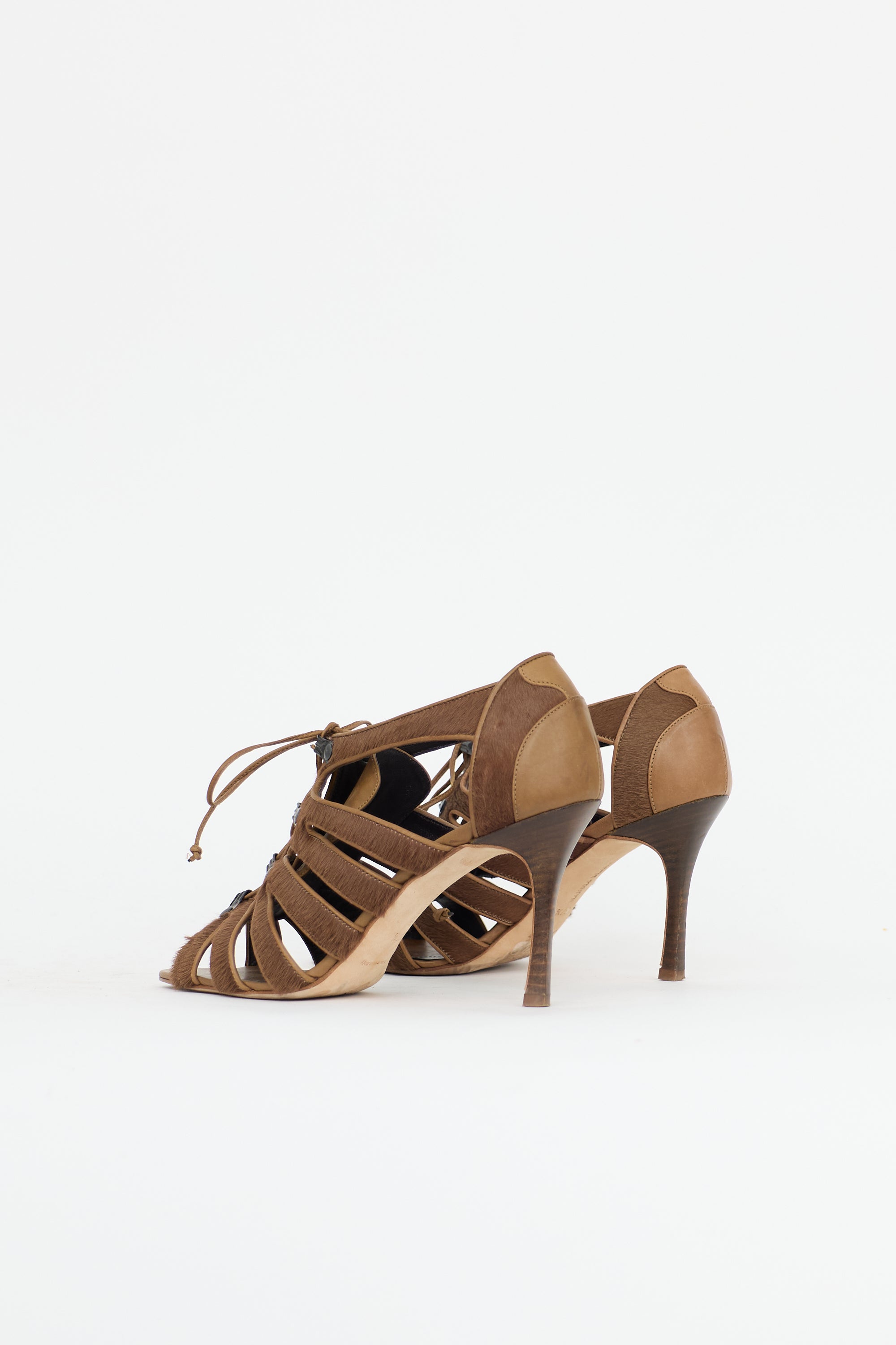 Manolo Blahnik Leather Cage Sandal