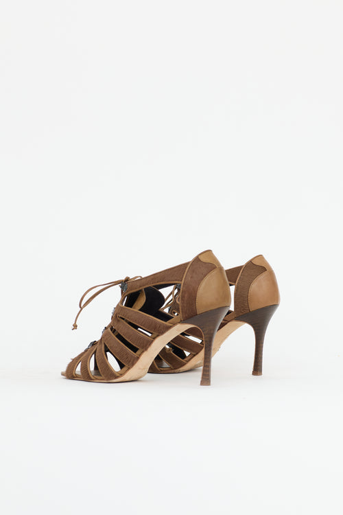 Manolo Blahnik Leather Cage Sandal