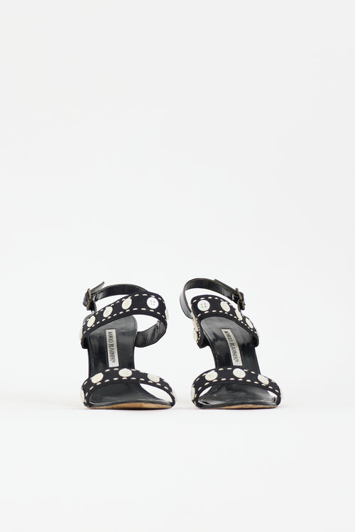 Manolo Blahnik Patent Button Embellished Sandal