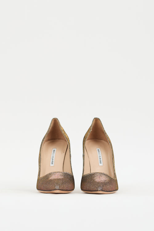 Manolo Blahnik Silver & Gold Sparkly BB Pump