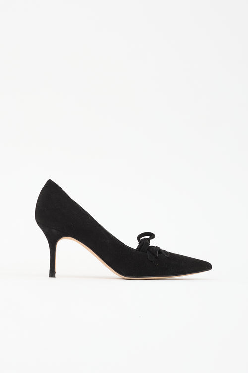 Manolo Blahnik Suede Pointed Toe Pump