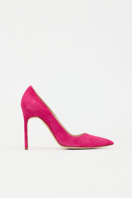 Manolo Blahnik Suede Pointed Toe Pump