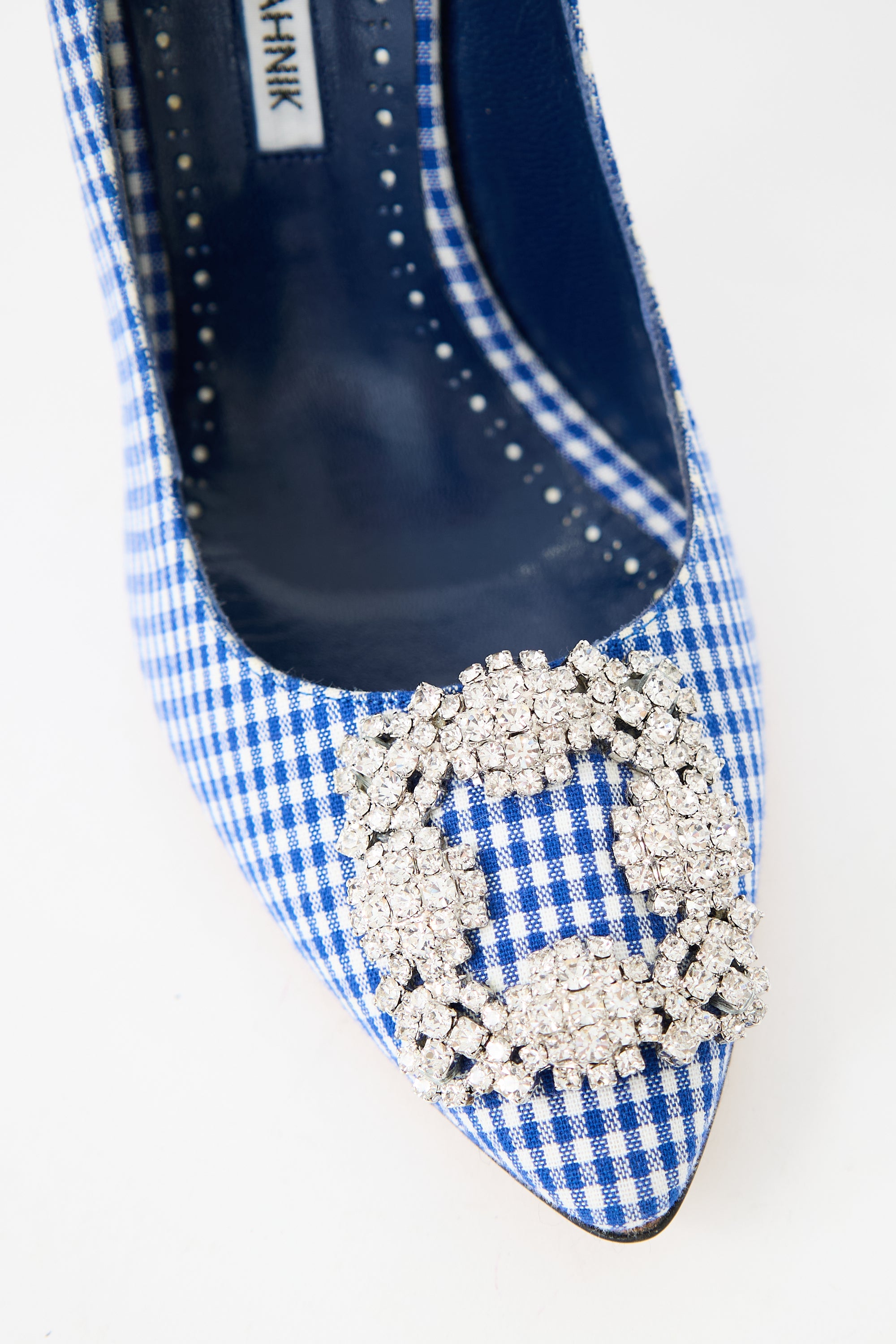 Manolo Blahnik Blue Gingham Hangisi Pump