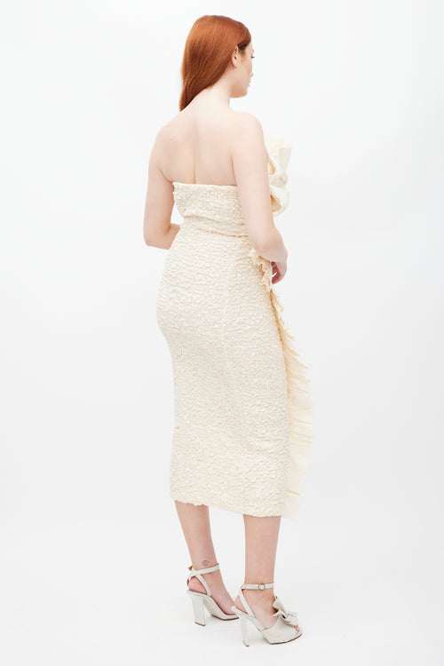 Mara Hoffman Cream Smocked Ruffled Dress