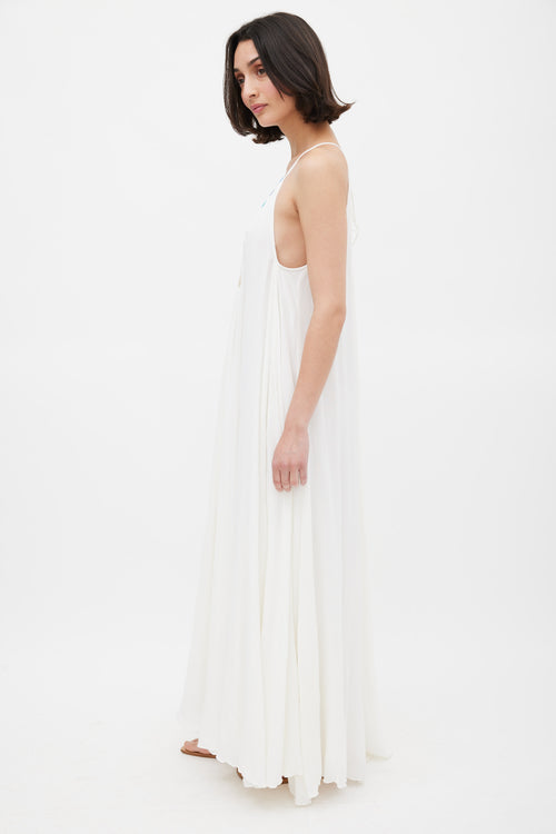 Mara Hoffman White & Multicolour Beaded Trapeze Dress