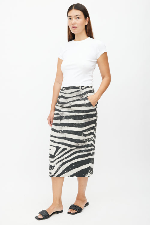 Marc Jacobs Black & Multicolour Print Sequin Skirt