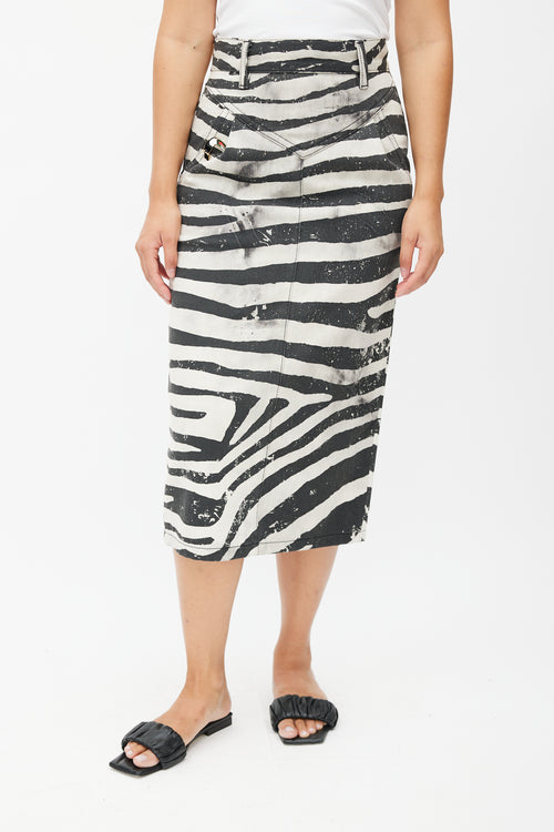 Marc Jacobs Black & Multicolour Print Sequin Skirt