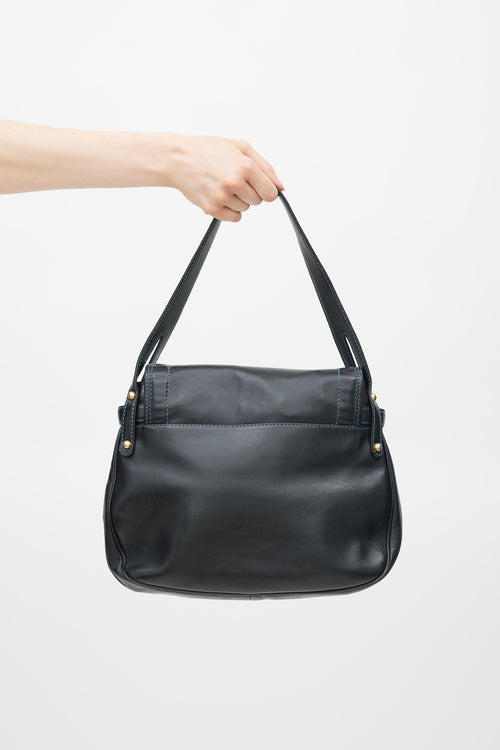 Marc Jacobs Black & Gold Leather Contrast Stitch Bag