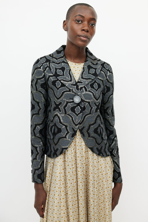 Marc Jacobs Black & Multicolour Woven Wool Blazer