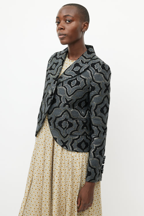Marc Jacobs Black & Multicolour Woven Wool Blazer