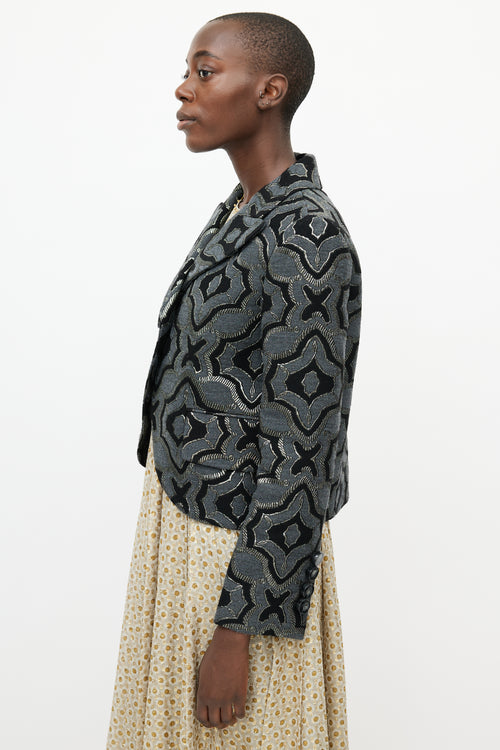 Marc Jacobs Black & Multicolour Woven Wool Blazer