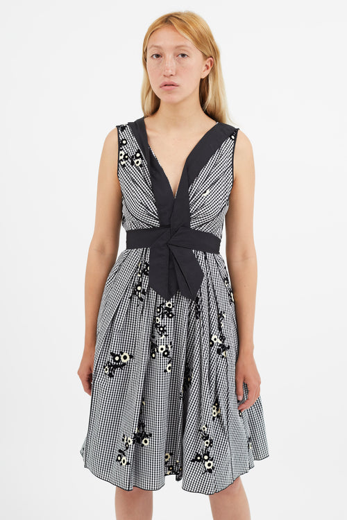 Marc Jacobs Black & White Gingham Floral Dress
