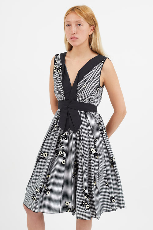 Marc Jacobs Black & White Gingham Floral Dress