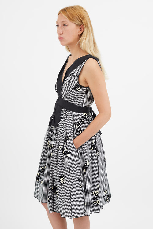 Marc Jacobs Black & White Gingham Floral Dress