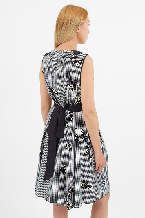Marc Jacobs Black & White Gingham Floral Dress