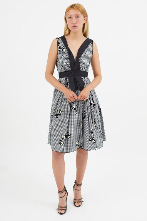 Marc Jacobs Black & White Gingham Floral Dress