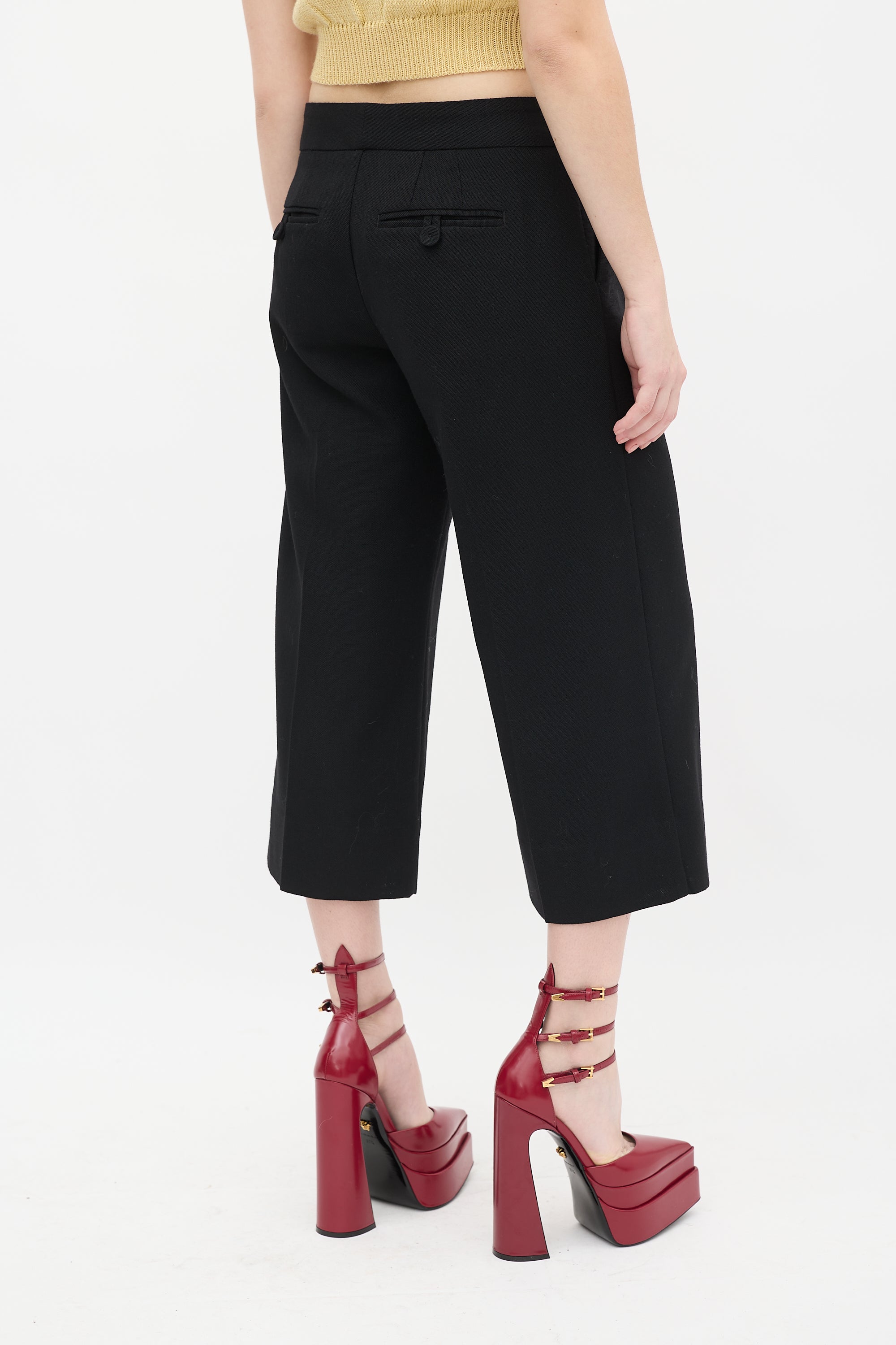 Marc Jacobs Black Wool Pleated Culottes