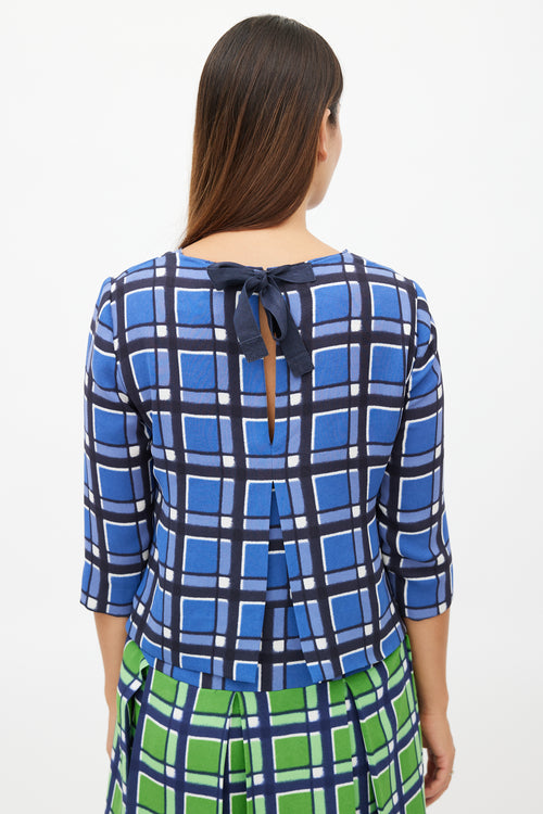 Marc Jacobs Blue & Green Plaid Pleated Dress