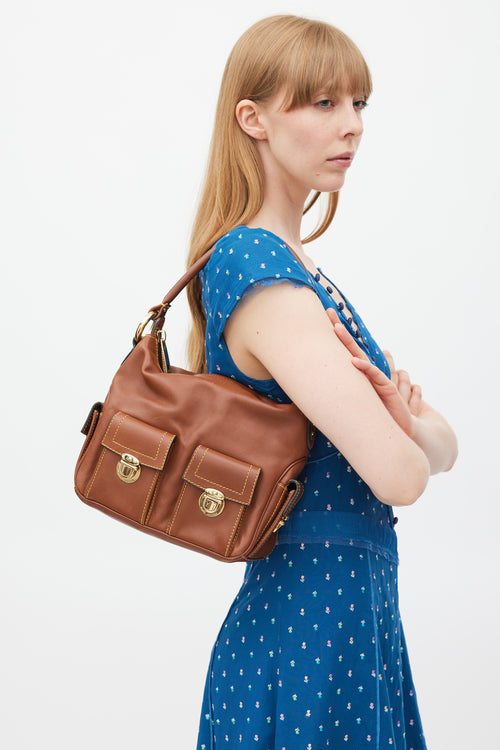 Marc Jacobs Brown & Gold Leather Blake Cargo Bag