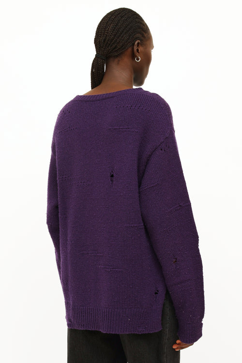 Marc Jacobs Purple & Pink Distressed Knit Sweater
