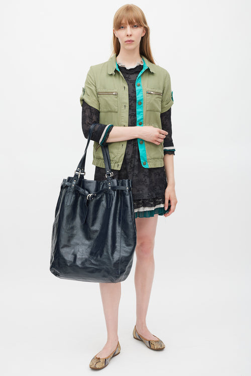 Marc Jacobs Navy & Silver Patent Leather Tote