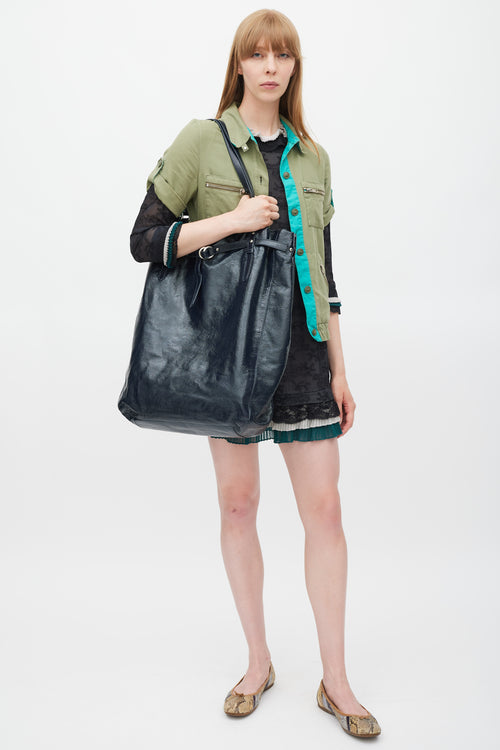 Marc Jacobs Navy & Silver Patent Leather Tote